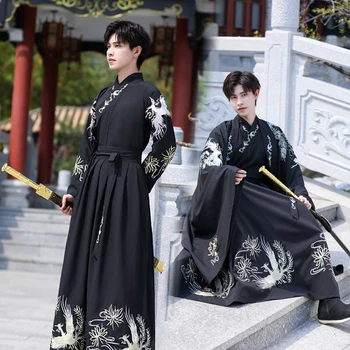 Kinijos vyrų tradicinių hanfu anime rodyti didelis metrų drabužių senovės Rytų juodas mantijas han dinastijos imperatorius save