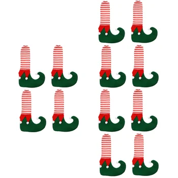  12 vnt Kalėdų Kėdė Šlepetė Padengti Kėdės Koją, Kepurės Santa Claus Kėdės, Stalo Kojos Elf Baldai Koja Batai
